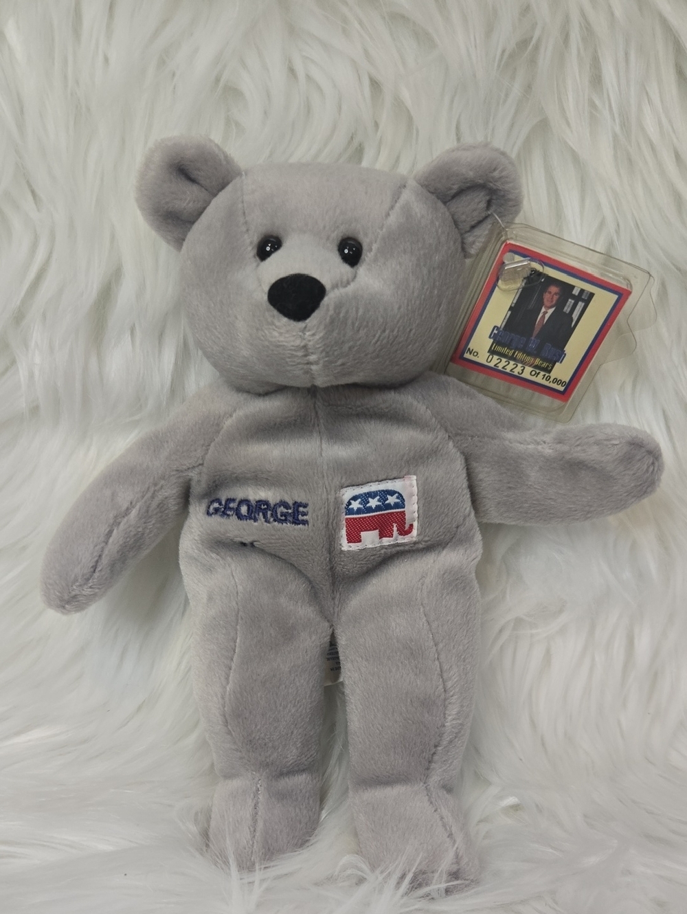 George W. Bush Decision 2000 Gray Teddy Bear 02223 Of 10,000 Collector's Item